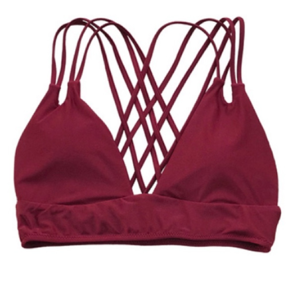 CUPSHE Burgundy Strappy Bikini Top Sz M